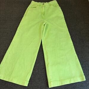Urban Outfitters Wide Leg Jeans Womens 29 Lime Green Denim Pockets High Rise